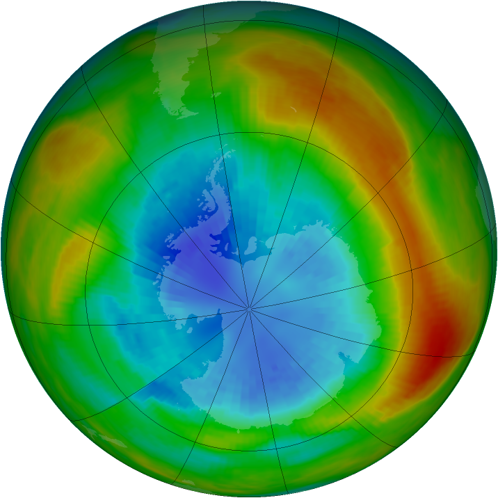 Antarctic ozone map for 10 September 1983